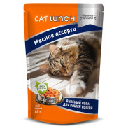 Cat Lunch пауч для кошек кусочки в желе мясное ассорти