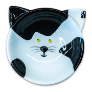 КерамикАрт миска керамическая для кошек Мордочка кошки, черно - белая, 120 мл