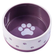 КерамикАрт миска керамическая нескользящая для собак белая с фиолетовым, 360мл