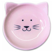 КерамикАрт миска керамическая-блюдце Мордочка кошки для кошек розовая, 80мл