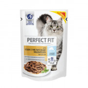 PERFECT FIT корм консервированный для взрослых кошек с чувствительным пищеварением с лососем
