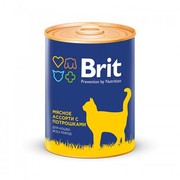 Brit консервы для кошек мясное ассорти с потрошками
