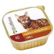 BioMenu консервы для кошек суфле индейка