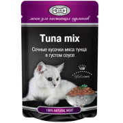 Gina Tuna Mix пауч для кошек сочные кусочки мяса тунца в густом соусе