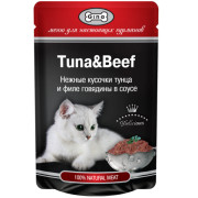 Gina Tuna&Beef пауч для кошек нежные кусочки тунца и филе говядины в соусе
