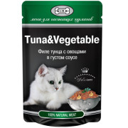 Gina Tuna&Vegetable пауч для кошек филе тунца с овощами в густом соусе