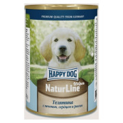 Happy Dog Natur Line консервы для щенков телятина с печенью, сердцем и рисом