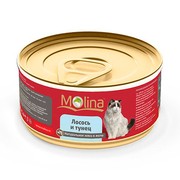 Molina консервы для кошек лосось с тунцом в желе