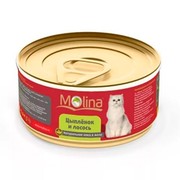 Molina консервы для кошек цыпленок с лососем в желе