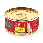 Molina консервы для кошек цыпленок с сыром в желе