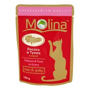 Molina пауч для кошек лосось и тунец в соусе