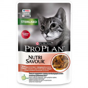 Консервы пауч Pro Plan NutriSavour Sterilised Кусочки в соусе для стерилизованных кошек с говядиной