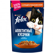 Консервы Felix пауч для кошек кусочки в желе курица и томат