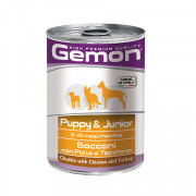 Gemon Dog консервы для щенков кусочки курицы с индейкой