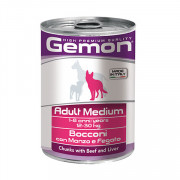 Gemon Dog Medium консервы для собак средних пород кусочки говядины с печенью
