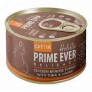 Prime Ever 1A Delicacy корм консервированный для кошек мусс цыпленок с тунцом и креветками