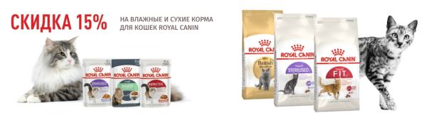 Акция! Купи корм сухой Royal Canin для кошек со скидкой 10%
