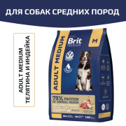 Brit Premium Dog Adult Medium корм сухой для взрослых собак средних пород, телятина и индейка