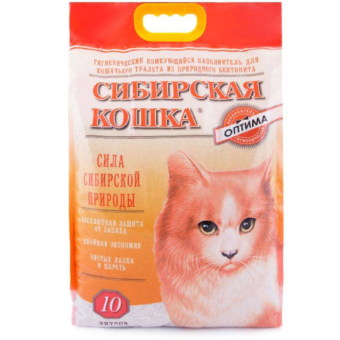 Сибирская Кошка Оптима комкующийся наполнитель для кошачьего туалета, 20л