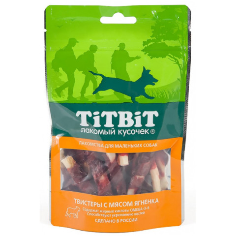TiTBiT лакомство для собак Твистеры с мясом ягненка, для поощрения, для игр