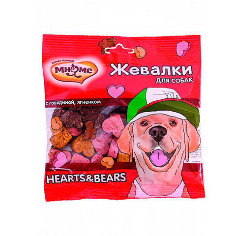 Мнямс лакомство жевалки Hearts&Bears с говядиной и ягненком