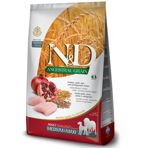 FARMINA N&D ANCESTRAL GRAIN корм для собак средних и крупных пород курица, спельта, овес и гранат