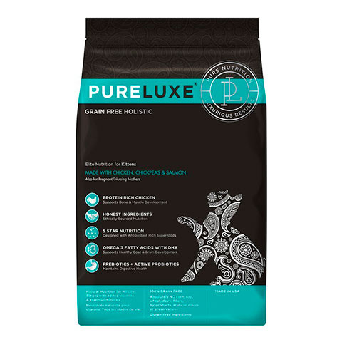 Pureluxe корм для котят с курицей, нутом и лососем