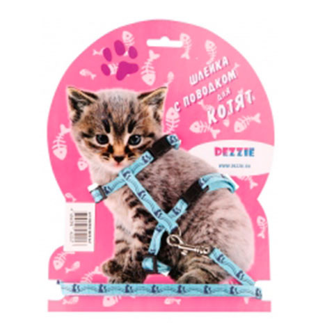 Dezzie комплект для котят шлейка + поводок голубой