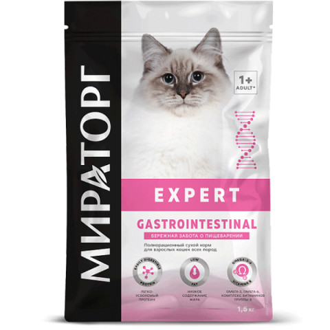 Winner Мираторг Expert Gastrоintestinal Корм сухой полнорационный для взрослых кошек всех пород бережная забота о пищеварении