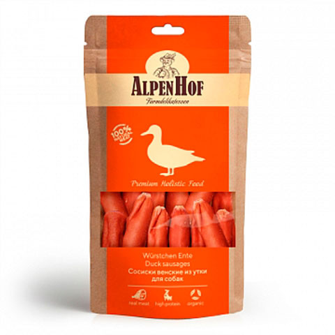 AlpenHof сосиски венские из утки для собак