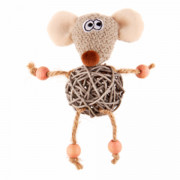 GiGwi игрушка мышка с плетеным мячиком с колокольчиком