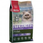 Blitz Cat Chicken & Liver For Sterilised низкозерновой корм для стерилизованных кошек курица и печень