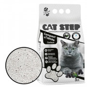 Cat Step Compact White Carbon комкующийся минеральный с активированным углем наполнитель для кошачьего туалета