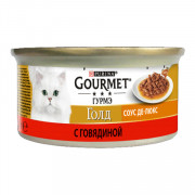 Gourmet Gold корм консервированный для кошек соус делюкс говядина