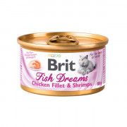 Brit Сare Fish Dreams суперпремиум корм консервированный для кошек, с куриным филе и креветками