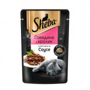 Sheba корм консервированный для кошек говядина кролик ломтики в соусе