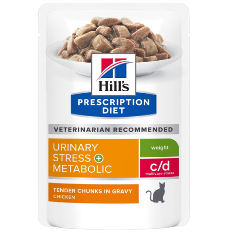 Hill's Prescription Diet c/d Multicare Stress + Metabolic влажный диетический корм для кошек Здоровье нижних мочевыводящих путей, поддержание здорового веса, с курицей