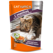 Cat Lunch корм консервированный для стерилизованных кошек кусочки в соусе с Индейкой