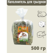Зверьё моё Сено луговое с яблоком и морковью наполнитель, гигиеническая подстилка, лакомство для домашних животных