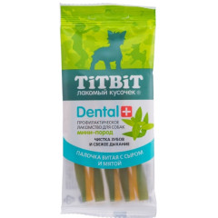 TiTBiT Dental+ лакомство профилактическое для собак маленьких пород палочка витая с сыром и мятой, для чистки зубов