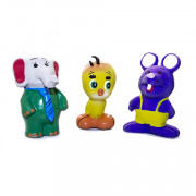 Beeztees Набор игрушек для собак Пищащие зверюшки: слоник, цыпа, фиолетовая мышь латекс 8-10см