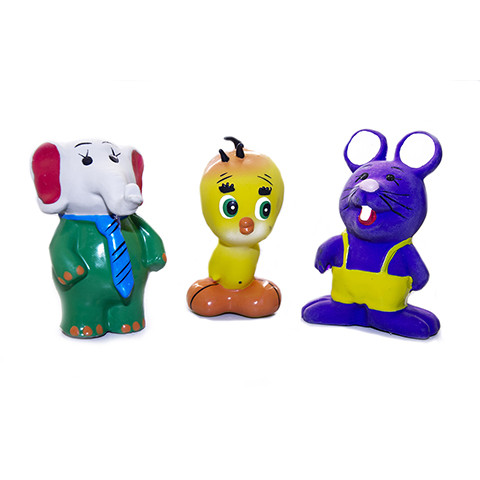 Beeztees Набор игрушек для собак Пищащие зверюшки: слоник, цыпа, фиолетовая мышь латекс 8-10см