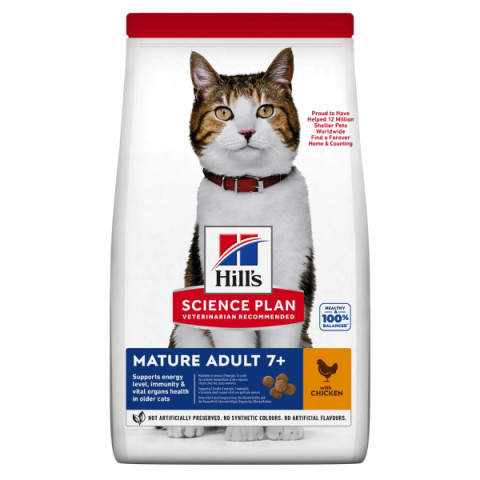 Hill's Science Plan Mature Adult 7+ корм сухой для пожилых кошек, курица