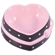 КерамикАрт миска керамическая для собак и кошек Сердечко коричневая с розовым бантом, 250мл