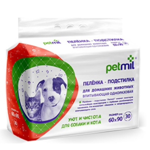 Petmil пеленка впитывающая одноразовая 60х90см