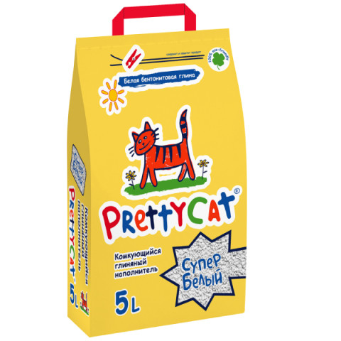 Pretty Cat Супер белый CLU бентонитовый комкующийся наполнитель для кошачьего туалета
