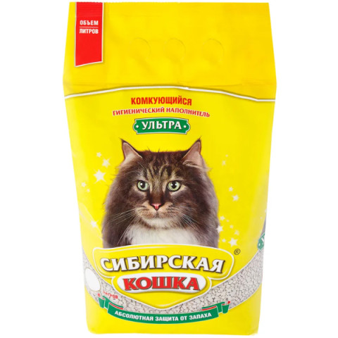 Сибирская Кошка УЛЬТРА комкующийся наполнитель для кошачьего туалета