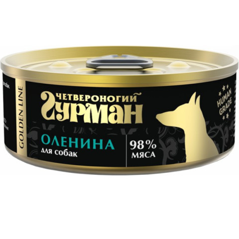 Четвероногий Гурман Golden line консервы для собак с олениной