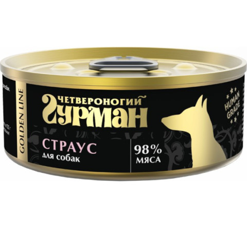 Четвероногий Гурман Golden line консервы для собак со страусом