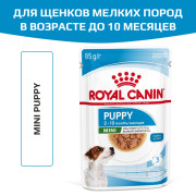 Royal Canin Mini Puppy консервированный для щенков мелких пород в возрасте до 10 месяцев, кусочки в соусе